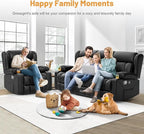 Loveseat Recliner Sofa Set, Flip Middle Backrest Design PU Leather 3 Seater Reclining Sofa and Single Oversized Recliner Chair, Manual Couches for Living Room (Black, PU 3+1)
