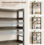 Rolanstar Over The Toilet Storage 4-Tier, Sturdy Bathroom Shelf with Adjustable Shelf, Freestanding Over The Toilet Rack for Bathroom, Behind Toilet Rack, Fix Most Toilet, Space-Saving, Gray