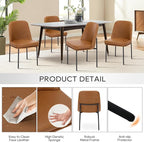 COLAMY Dining Chairs Set of 2, Modern Dining Chair, Leather Upholstered Dining Chairs, Kitchen Chairs with Curved Back and Metal Legs for Dining Room Kitchen Restaurant, Brown