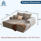 72" Oversized Double Chaise Lounges Indoor, Upholstered Corduroy Oversized Chaise Lounge Chair, Modern Sleeper Loveseat Chair Boneless Cloud Couch for Living Room Bedroom Reading (Camel)
