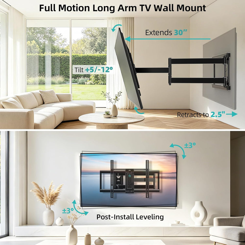 HCMOUNTING Long Arm Full Motion Corner TV Wall Mount for 32–80” TVs | Decorat...