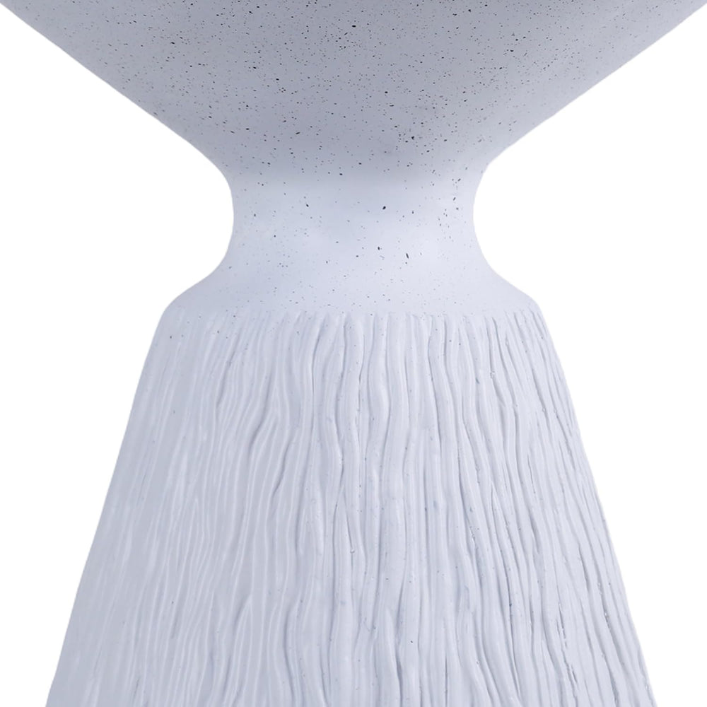 IRONORA Textured Concrete Accent Side Table, Hourglass Shaped Round Outdoor E...