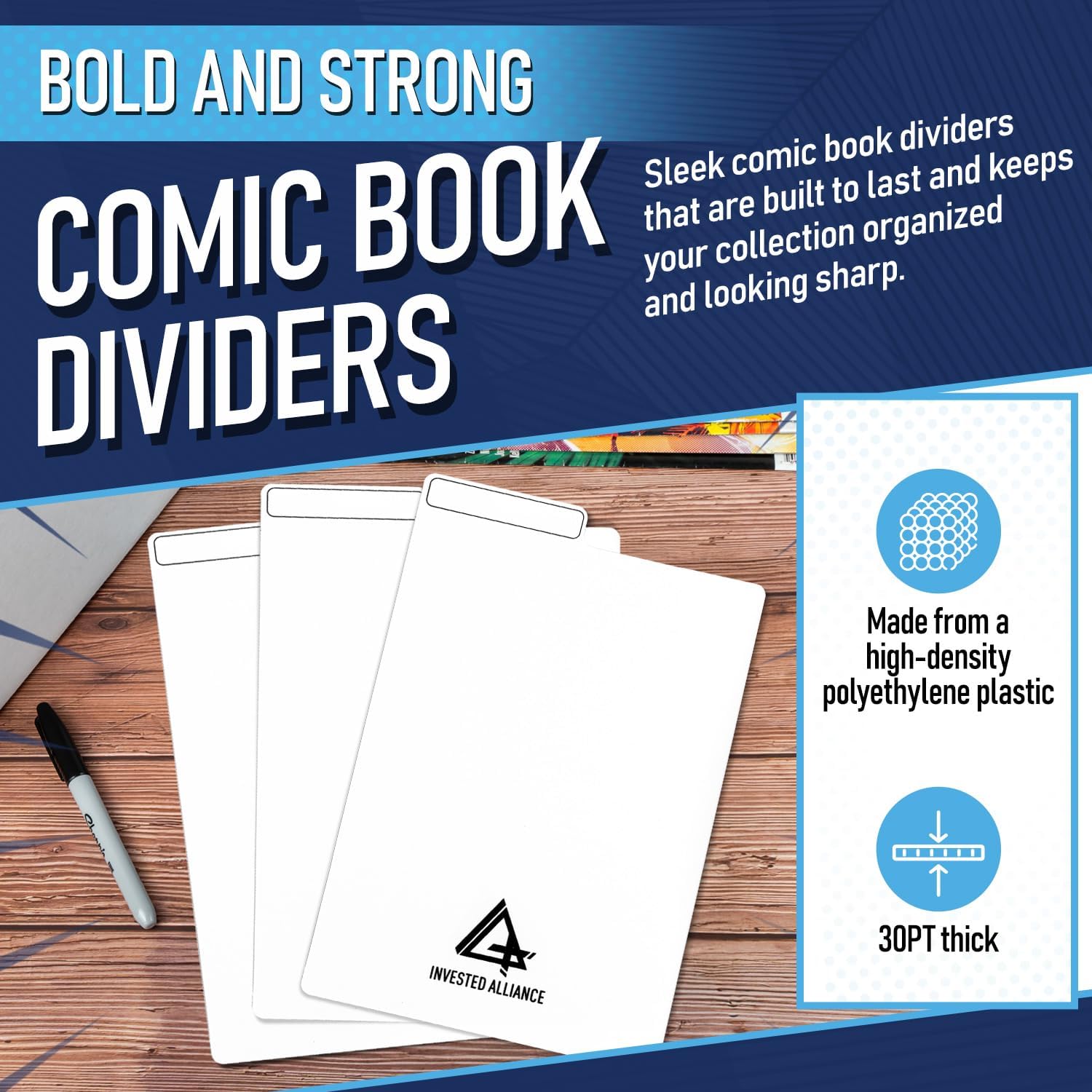 Bundle Set Premium Short Comic Book Storage Box Organizer with Lid | Thick Cardboard Comic Storage Box For Collectibles Fits 150-175 Current/Silver Age, Heavy Duty & Stackable.