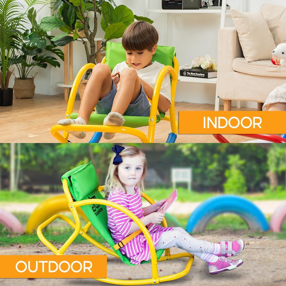 PLATPORTS Calming Sensory Rocking Chair for Kids – Balance Seat for Focus, Relaxation & Play | Indoor Outdoor Therapy Chair for Autism, ADHD & Active Kids
