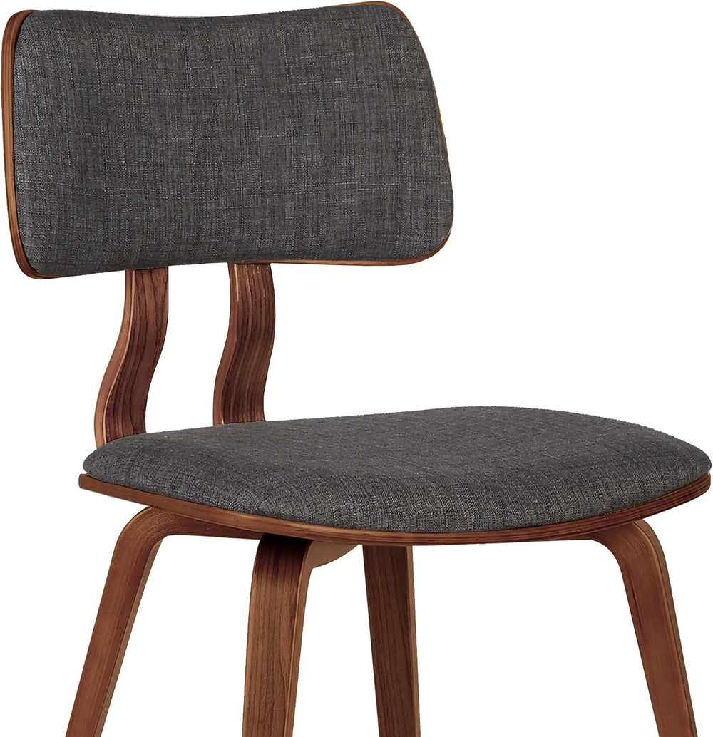 Armen Living Jaguar Dining Chair in Charcoal Fabric and Walnut Wood Finish,Ch...