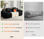 84" Modular Boneless Sofa Bed, Loveseat Couch with Ottomans, Black | Sectional Modular Couch, 15.4" Wider Armrest, 12" Thick Back, 2 Free Pillows, Non-Slip Base, Boneless Sofas for Living Room