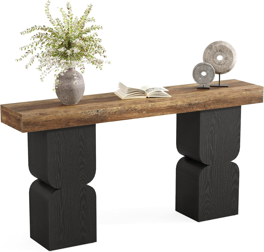 63-Inch Console Table, Heavy-Duty Look, Behind Couch Sofa Table, Color Blocki...