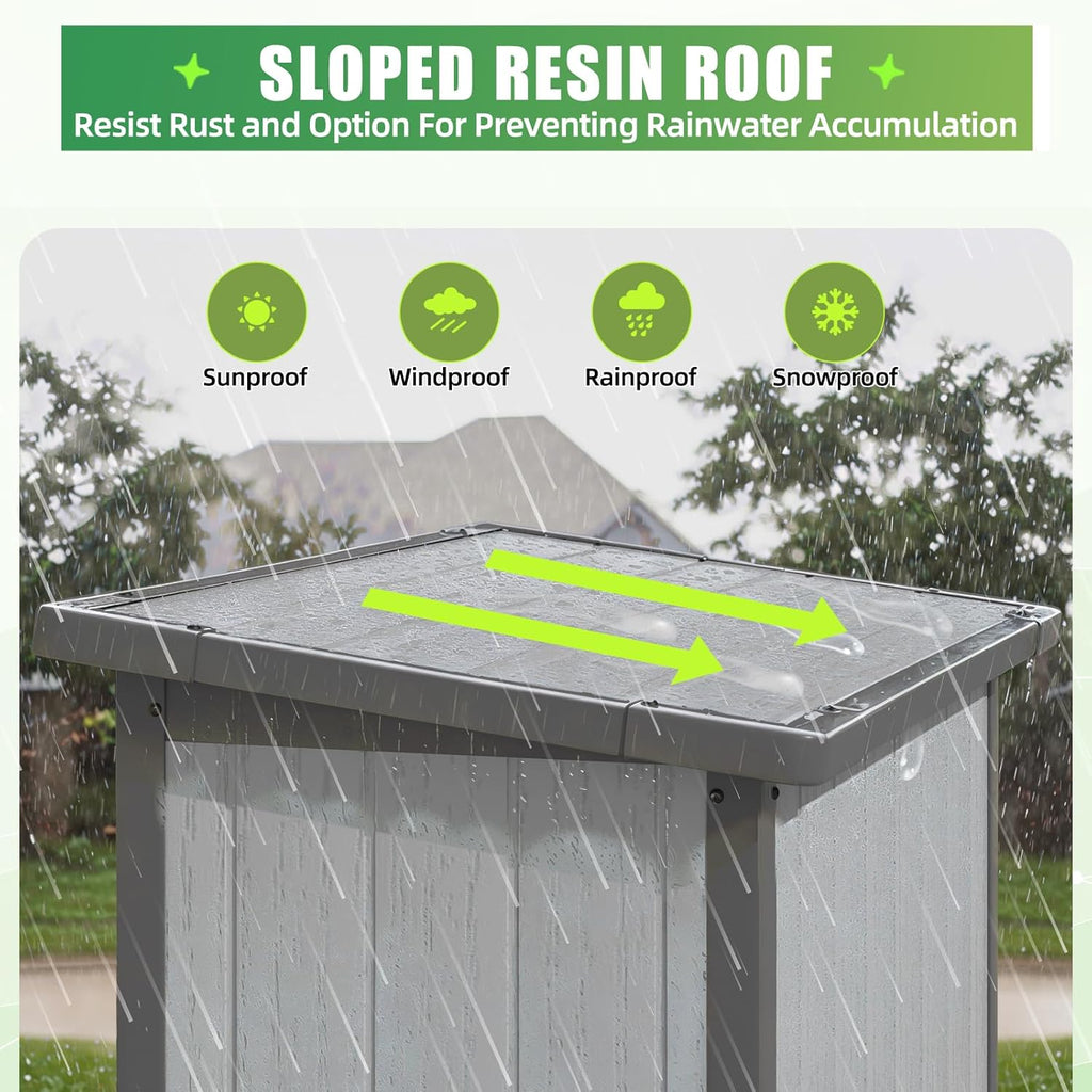 U-MAX Resin Outdoor Storage Cabinet Waterproof with Adjustable Shelves, Vertical Tall Plastic Storage Shed with Reinforced Floor, All Weather Sheds & Outdoor Storage Clearance with Base for Outside