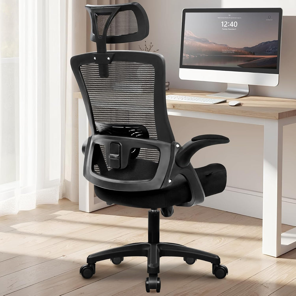 NEO CHAIR Office Desk Chair with Ergonomic High Back Headrest, Mesh Black