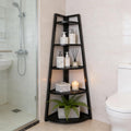 BIGTO Tall Ladder Display Shelf 16.55"*15"*69.3", Black Metal Corner 5-Tier Bookshelf Home Furniture