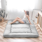 MAXYOYO Japanese Floor Mattress Futon Mattress, 4" Thicken Tatami Mat Sleeping Pad Foldable Roll Up Mat Boys Girls Dormitory Pad Kids Floor Lounger Pillow Bed, Charcoal Grey, Queen Size