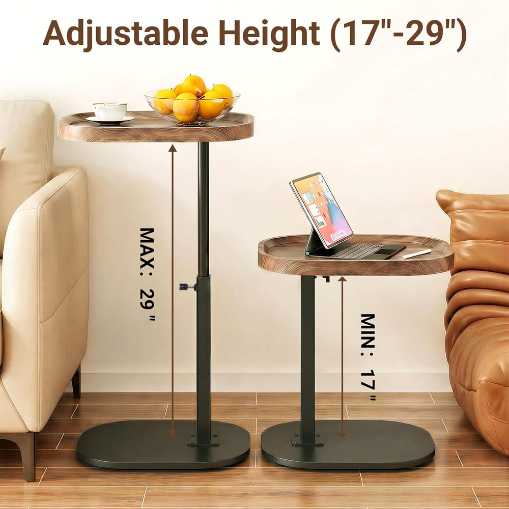 Adjustable Height TV Dinner Tray Table for Eating, 360°Swivel Small C Shaped ...