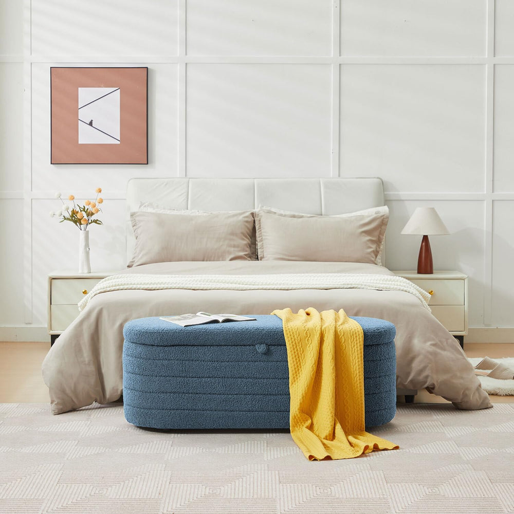 Storage Ottoman Bench End of Bed for Bedroom,45 inch Boucle Upholstered Entry...