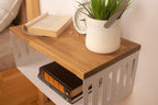 Floating Nightstand with White Metal Base, Wooden Top and Sturdy Metal Base, Minimalist Bedside Table, Wall Mounted Shelf, Bedside Shelf (Capetown)