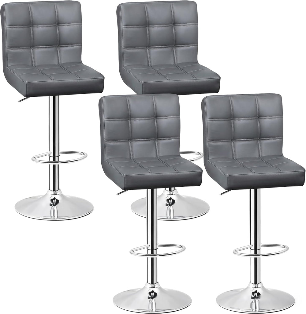 ZENY Set of 4 Adjustable Swivel Barstools, Modern PU Leather Kitchen Counter ...