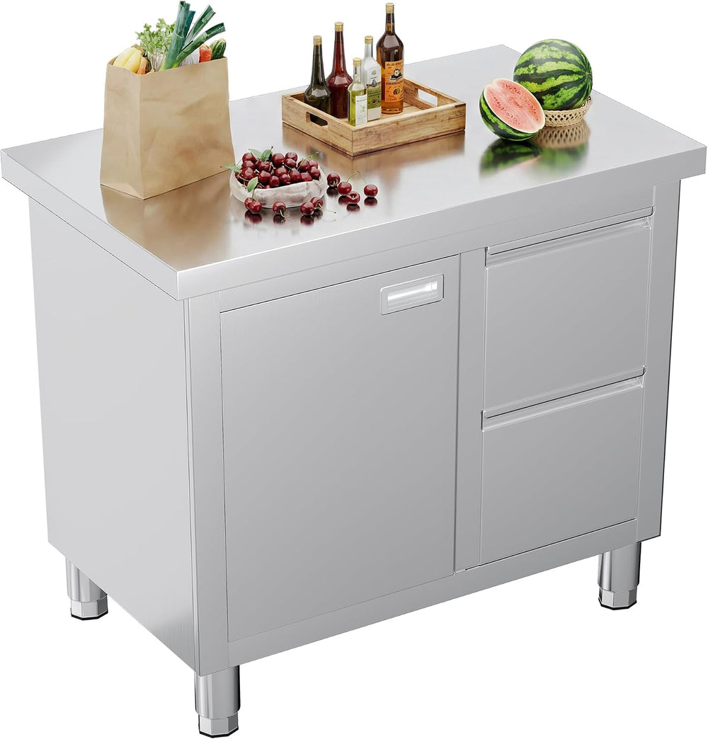 SPECRAFT 24x36 Inch Stainless Steel Cabinet Kitchen Prep Table with Door and ...