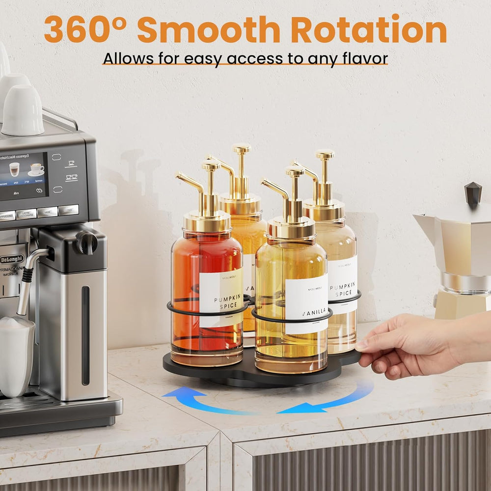 THYGIFTREE 3-Tier Coffee Syrup Organizer for 12 Bottles,Rotating Coffee Syrup...