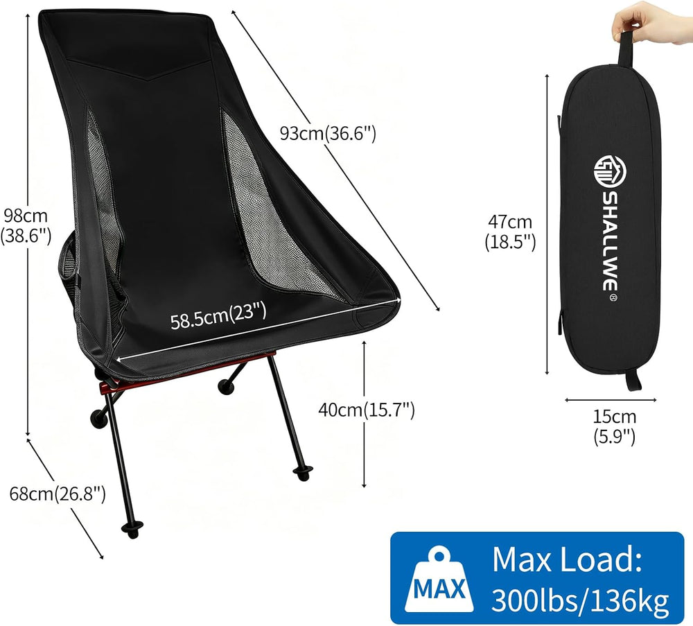 SHALLWE Camping Chairs, All Aluminum Frame Portable Folding Camp Chair for Ad...