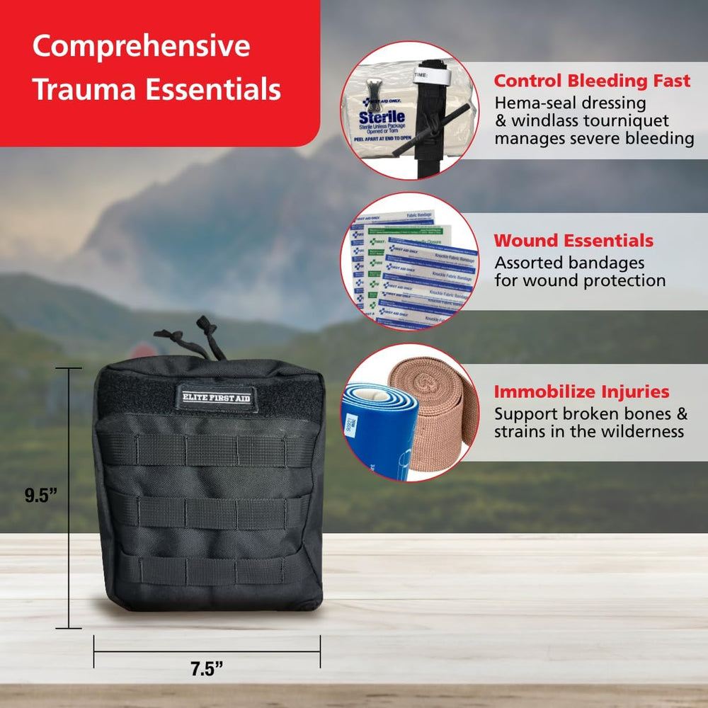 Elite First Aid 60-Piece Emergency Trauma Kit/IFAK Kit, MOLLE-Compatible Tact...