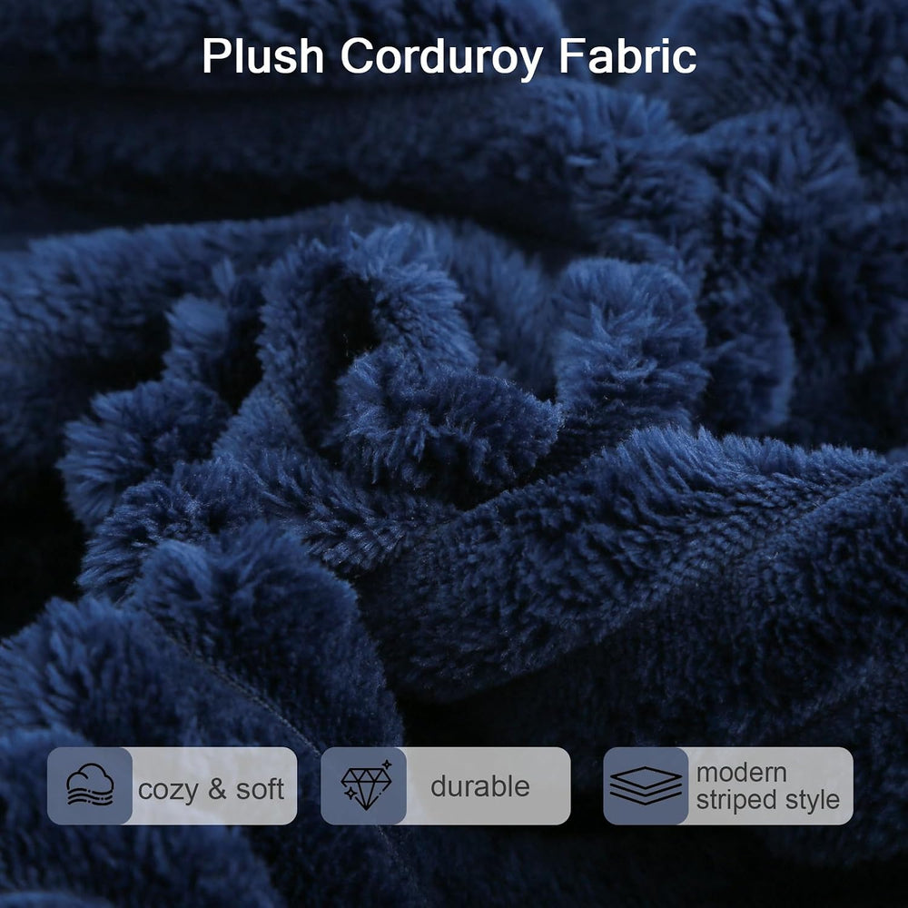 MeMoreCool Square Pouf Ottoman Foot Rest, 15 Inch Faux Fur Pouf, Navy | Fluff...