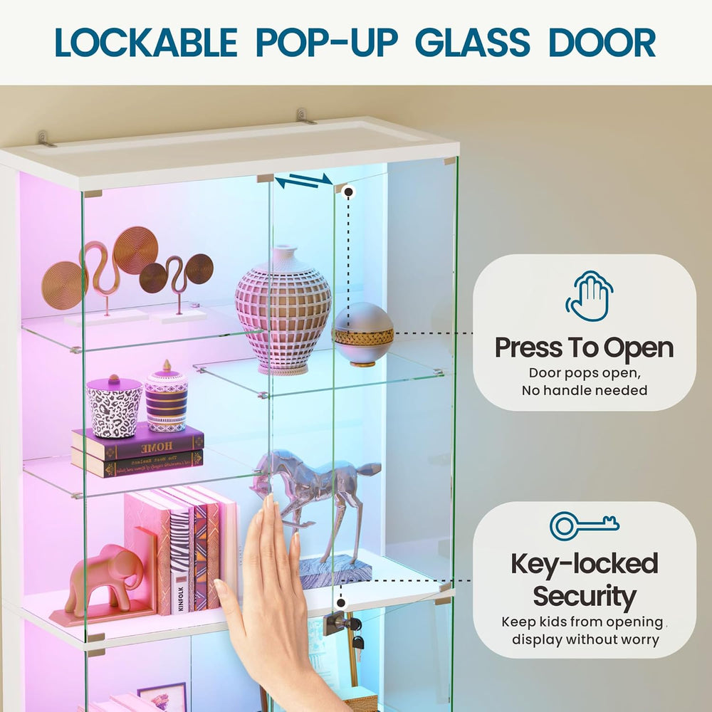 Lvifur 71'' Glass Display Cabinet - with RGB Lights,10-Tier Curio Cab...