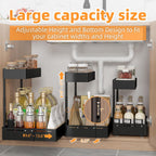 2Packs Under Sink Organizer with Adjustable Height and Width, Under Cabinet Organizer to Tidy, Sturdy Metal Design for Kitchen and Bathroom