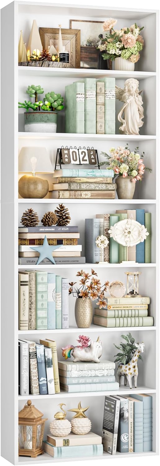 FACBOTALL 82" Tall Bookshelf, 7-Tier Open Shelves Bookcase, Freestanding...