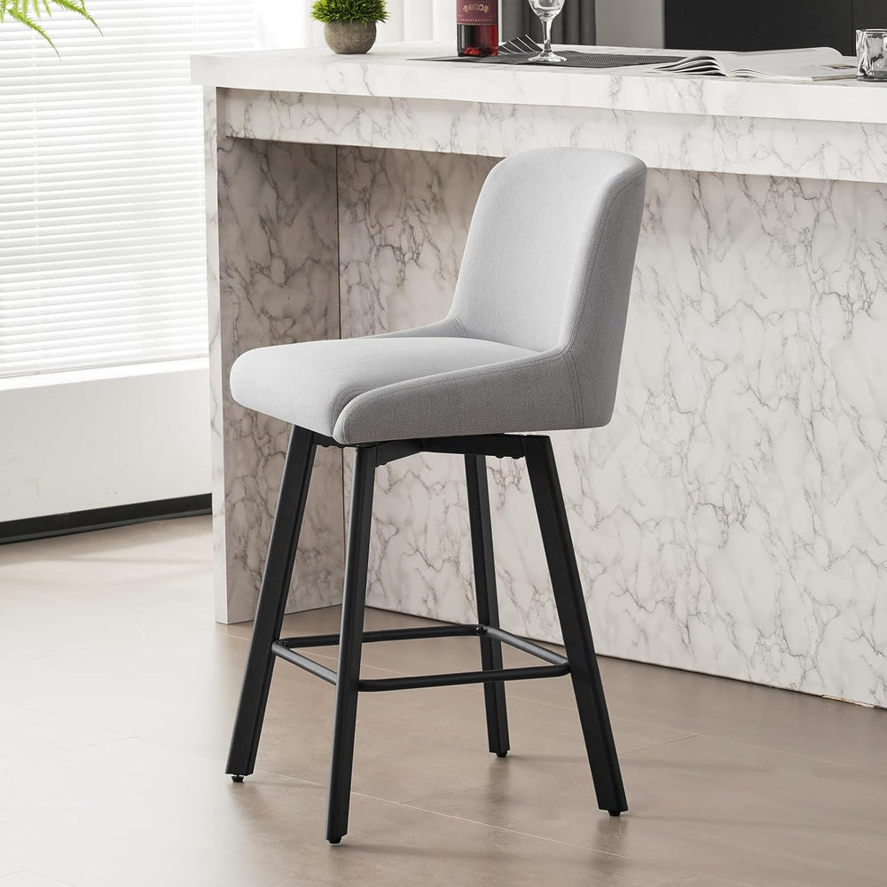 SAECKBERG Swivel Bar Stools Set of 3, 26''H Upholstered Barstools wit...