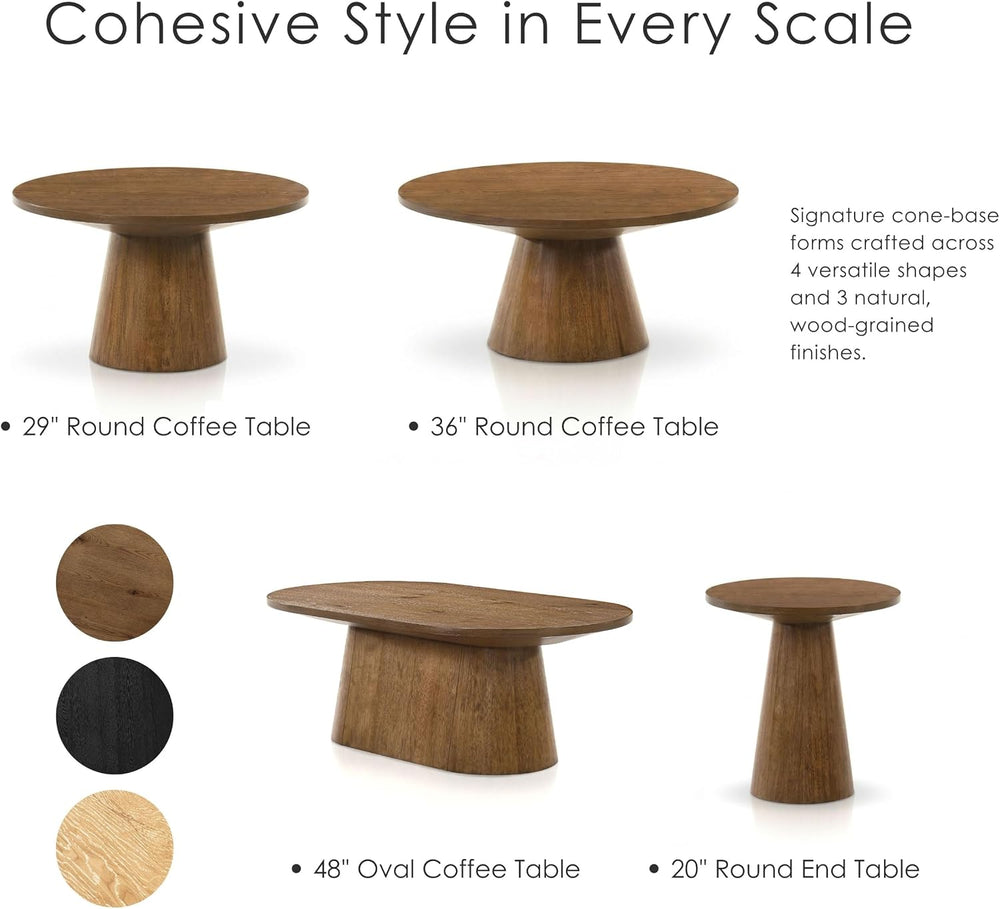Furniture of America Lestara Modern Solid Wood 3-Piece Brown Round Coffee Tab...