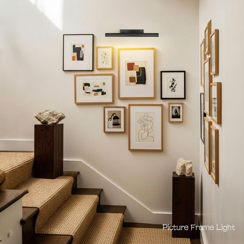 Matte Black Picture Lights for Wall, 24" Art Light Hardwired, 3-Light Br...