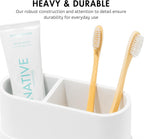 Matte White Large Toothbrush and Toothpaste Holder and Cup for Bathroom Vanity and Countertop, Round Organizer for Electric Toothbrushes, Floss, Razors, Cotton, and Mouthwash
