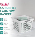 Sterilite Laundry Basket, Plastic Clothes Hamper, Large Square Bin with Comfort Grip Handles and Reinforced Rim, 1.5 Bushel Capacity, White, 18 Pack