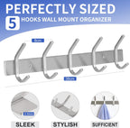 GlazieVault Coat Rack Wall Mount - Stainless Steel (2 Pack) - Heavy Duty Hooks for Hat, Towel, Robes, Jacket, Clothes - Bathroom, Entryway Hanger