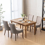 Modern Dining Chairs Set of 4, High Back Dining Chairs Side Chairs with Solid Wood Legs, Upholstered Fabric Dining Room Chairs for Dining Room Kitchen, Beige and Patterned
