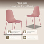 Poly & BARK Isla Modern Kitchen Chairs Set of 4 - Plastic Dining Chair with Metal Legs - Quick Assembly Simple Cafe Chairs Plastic for Indoor or Outdoor - Blush Pink