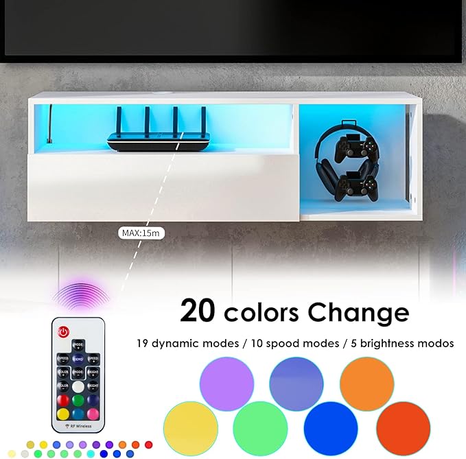 SogesHome 39'' Floating TV Stand with LED Lights, Wall Mounted Entert...