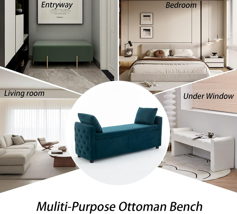 Storage Bench for Bedroom, 60" End of Bed Bench for King Size Bed,Tufted...