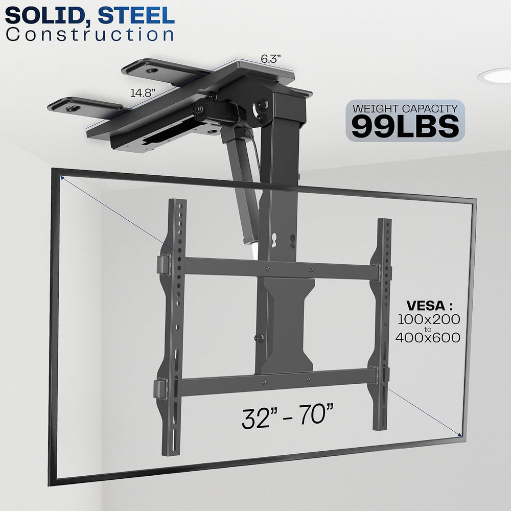 VIVO Black Electric Ceiling TV Mount for 37 to 70 in Screens, MOUNT-E-FD75C |...