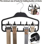 Belt Hanger, Tie Rack for Closet, Sturdy Belt Organizer with 360 Degree Swivel, 11 Large Sturdy Belt Hooks, Non Slip Rubberized Belt Rack, Black