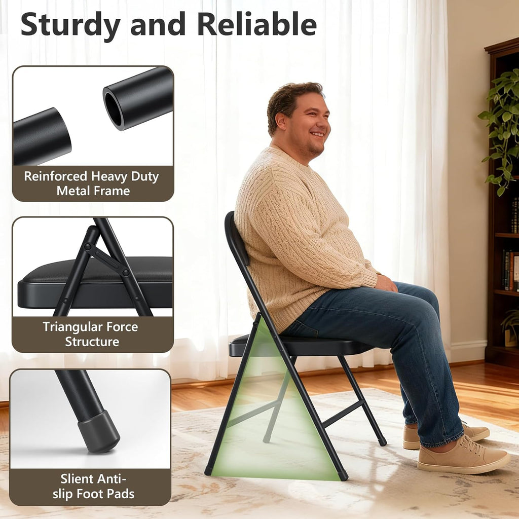 Folding Table and Chairs Set for 4, 5 Piece Card Table Set with 36" Square Foldable Table & 4 Padded Folding Chairs, Portable Indoor Outdoor Dining Table Set for Picnic, Camping, RV, Game Night, Patio