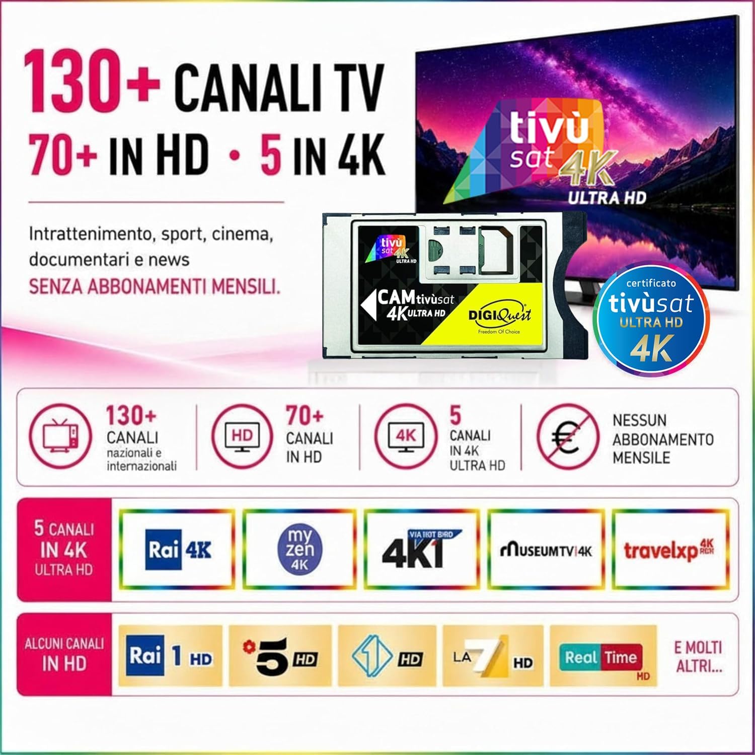 Digiquest CAM Tivùsat 4K Ultra HD Memory Card