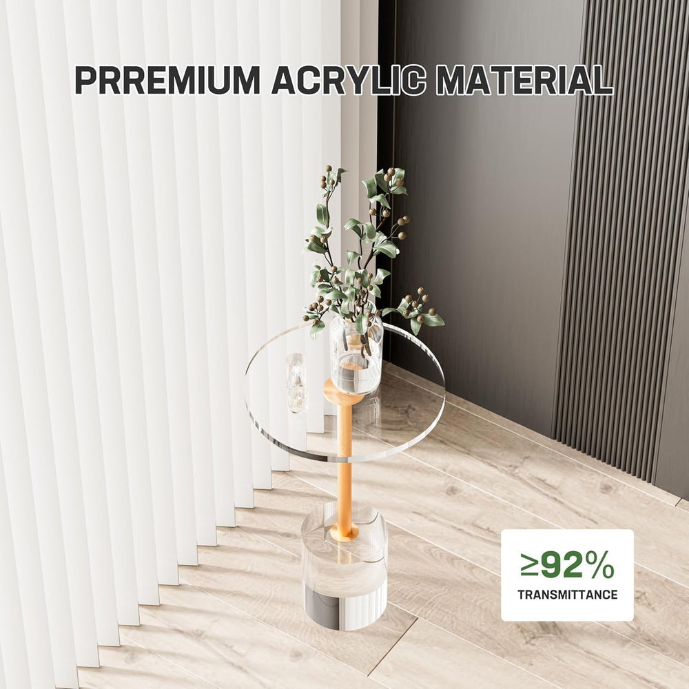Acrylic Side Table, Acrylic End Table, Clear Round Side Table/Modern Drink Ta...