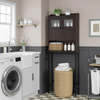 Over The Toilet Cabinet for Bathroom Storage, Over Toilet Storage Cabinet, Above Toilet Storage with 2 Doors and Adjustable Shelf Space Saver Cabinet Over Toilet Bathroom Organizer (Espresso)