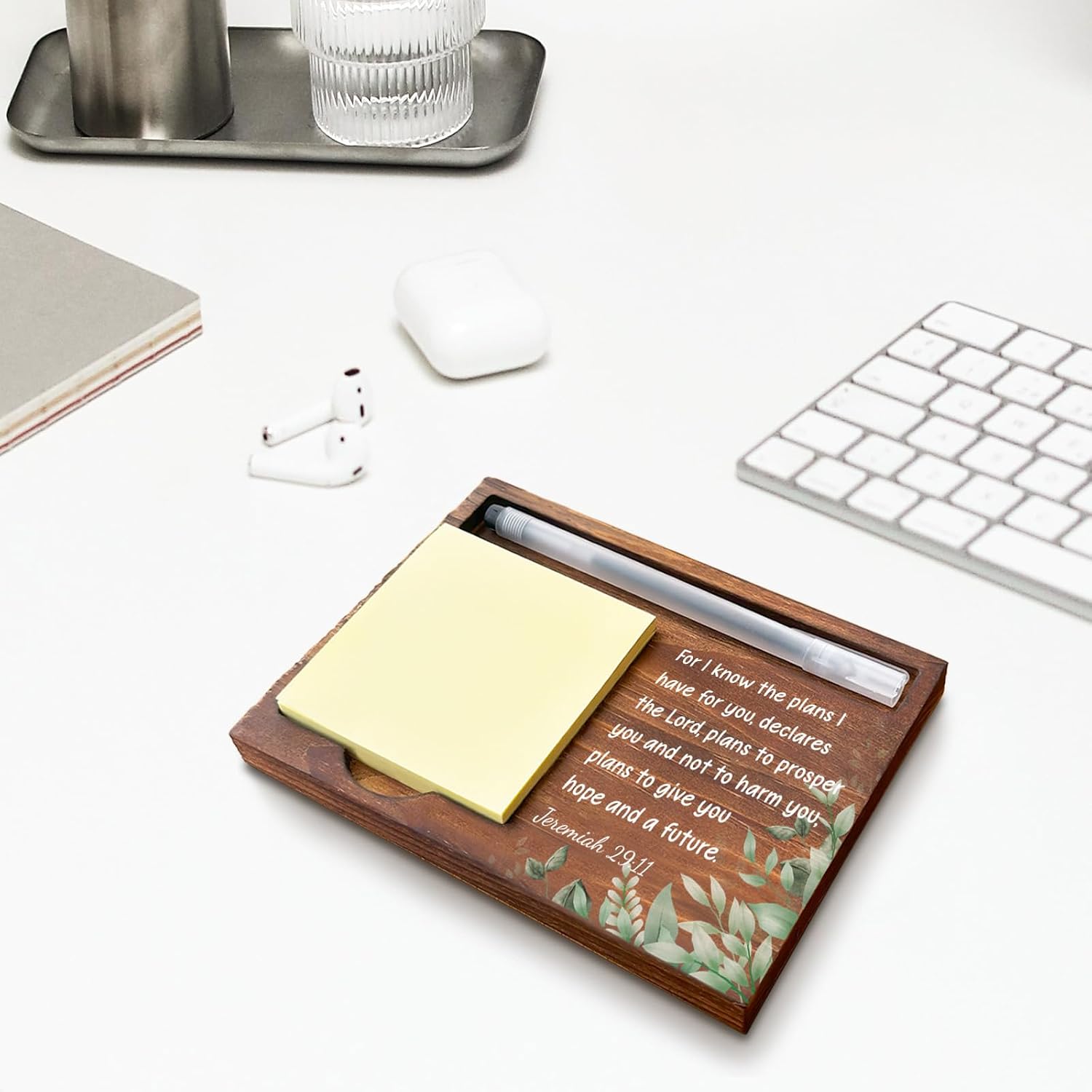 Christian Bible Verse Sticky Note Holder, Religious Note Holder, Jeremiah 29: 11 Christian Encouragement Inspirational Gifts for Women, Men, Coworkers, Friends, Self-Stick Note Pad Holders WPP36