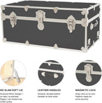 Rhino Classic Large Trunk for Camp & College, Dorm Storage Footlocker Chest | 32"L x 18"W x 14"H, 1500+ lb Capacity, Baltic Birch Plywood, Nickel Plated Steel, Lockable