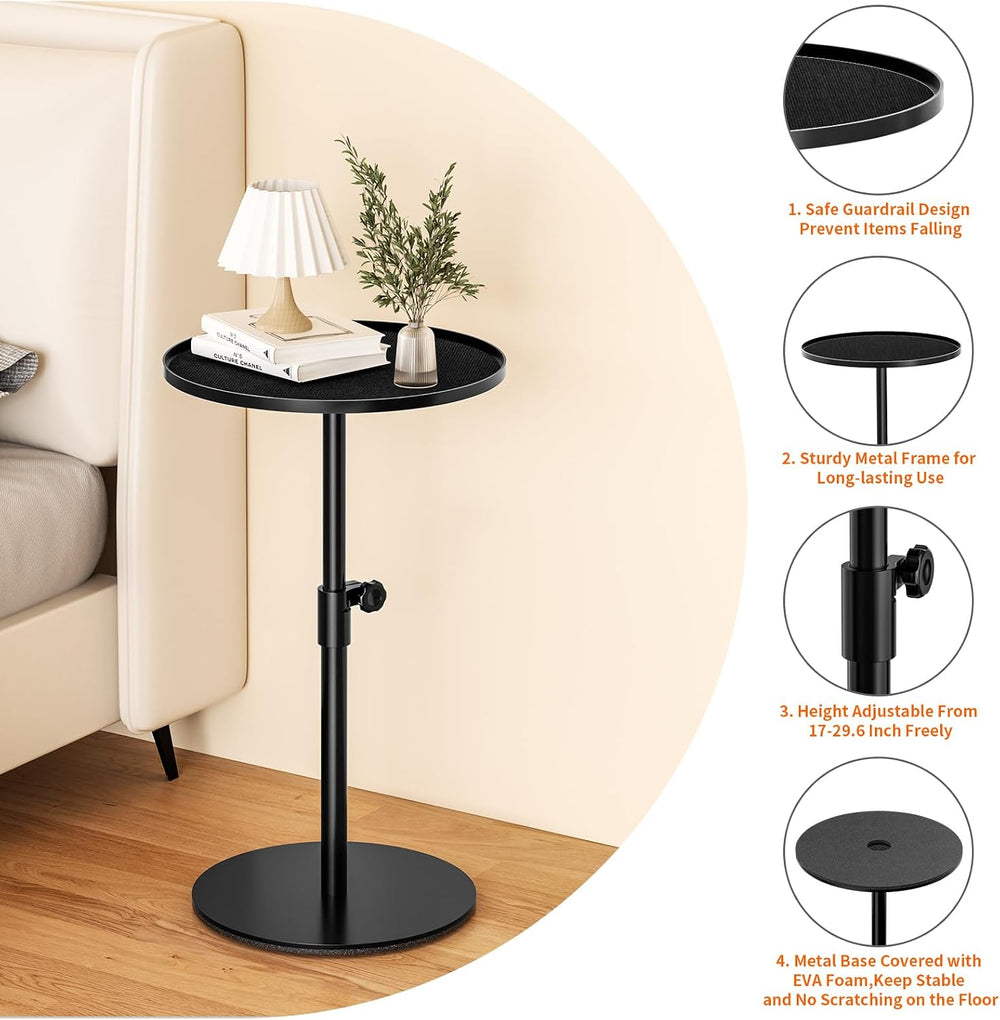 Metal End Table, Height Adjustable Side Tables Living Room, Small Side Table ...