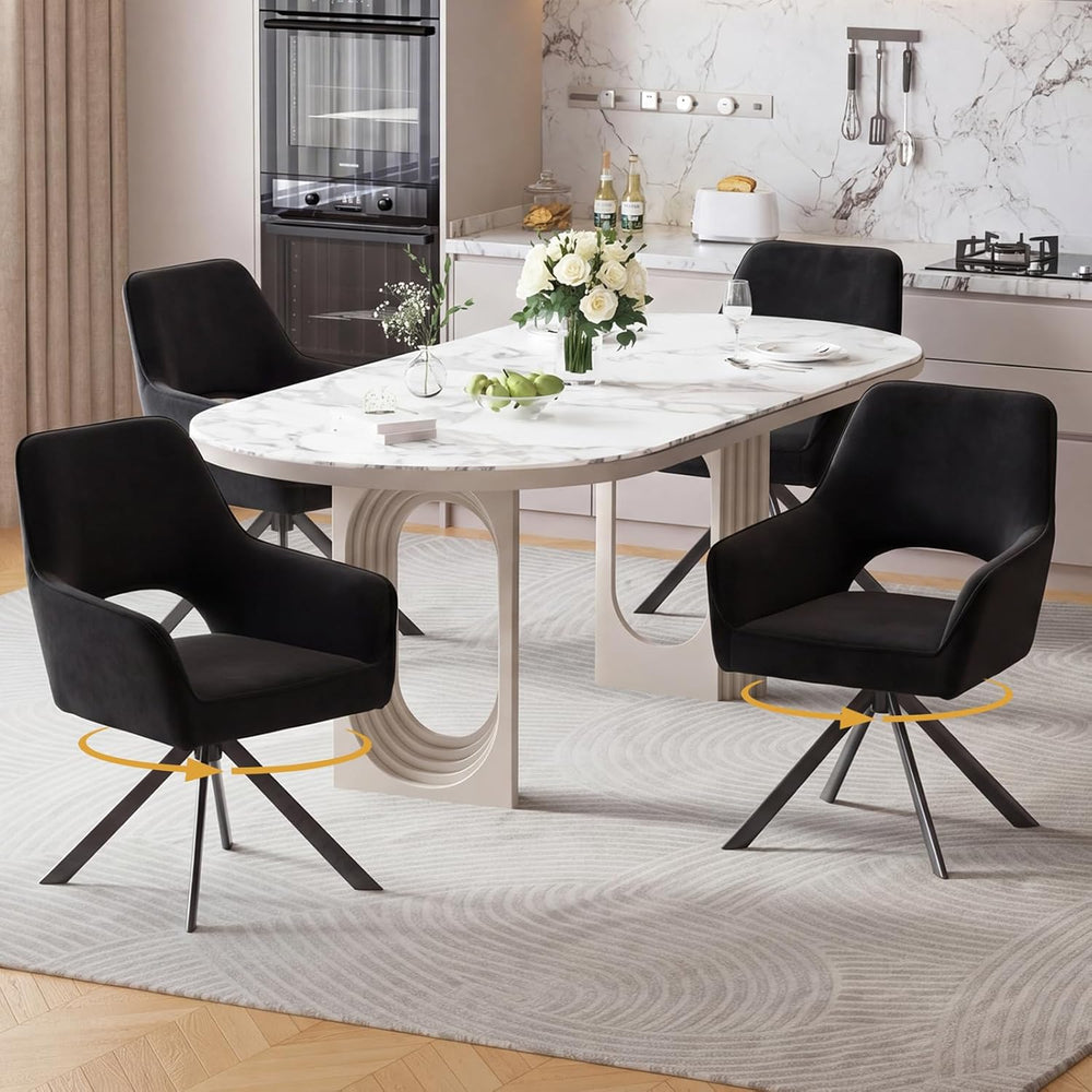 Furniliving Modern Swivel Dining Chairs Set of 4, Upholstered Chenille Dining...