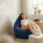 Gouchee Home Easy Collection Contemporary Polyester Upholstered Oversized Bean Bag Chair, Light Blue, x-large