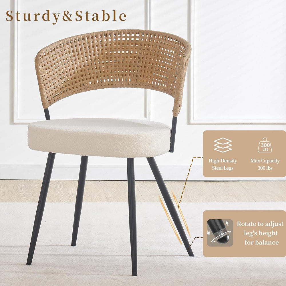 Rattan Dining Chairs Set of 4, Wing Back Dining Chairs Set of 4, PE Wicker Ch...
