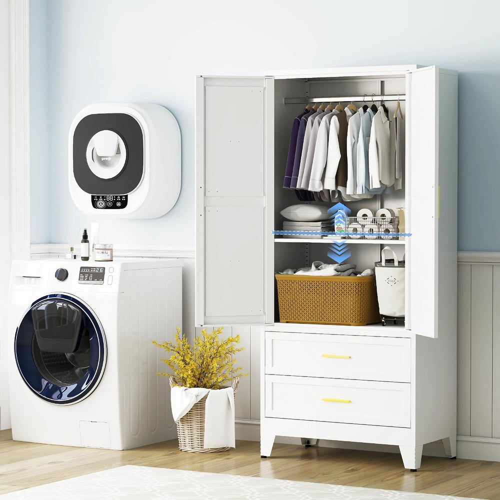 71 "H Armoire Wardrobe Closet with 2 Drawers and Adjustable Shelves | Me...